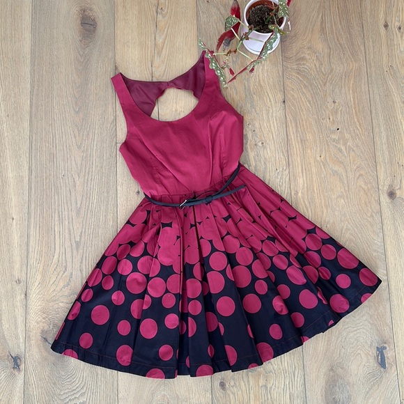 LC Lauren Conrad Dresses & Skirts - LC Lauren Conrad Red and Black Polka Dot Dress